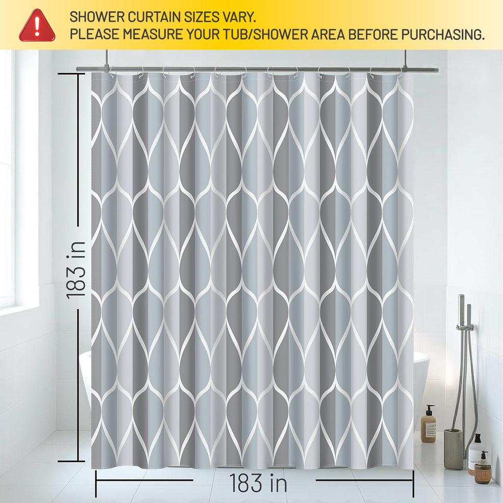 Gelbchu Grey Shower Curtain, Waterproof Design and Polyester, Quick-Drying, Weighted Hem, Shower Curtains Set for Bathroom W 72 x H 72, Machine Washable with 12 Hooks