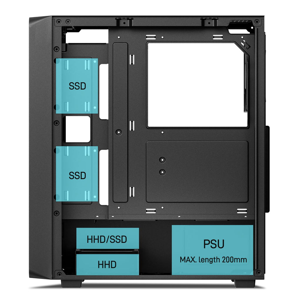 DARKROCK EC2 Black ATX Mid Tower PC Case, Type-C Ready, Supports 50 Series Graphics Cards, Tempered Glass Side Panel, up to 8 x 120mm Cooling Fans & 1 x 360mm Radiator, 1 x Pre-Installed Fan