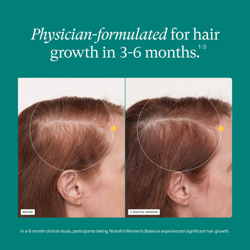 Nutrafol Women's Balance Hair Growth Supplements, Ages 45 and Up, Clinically Proven for Visibly Thicker Hair and Scalp Coverage, Dermatologist Recommended - 1 Month Supply