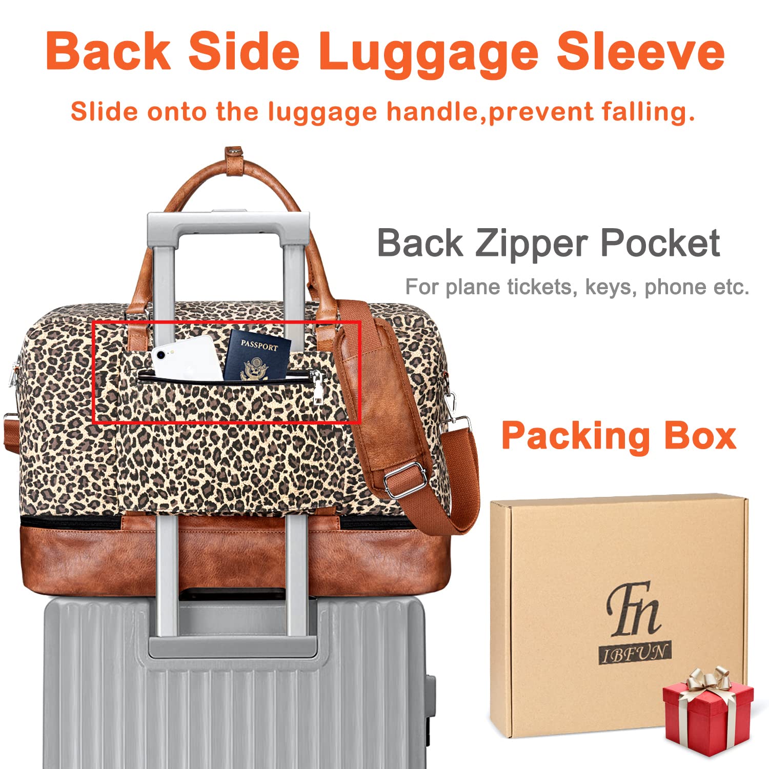 IBFUN Weekender Bags for Women, 21" Weekender Travel Bag, Travel Duffle Bag with Shoe Compartment Carry on Overnight Duffel Bag for Weekend Travel Business Trip, 3PCS