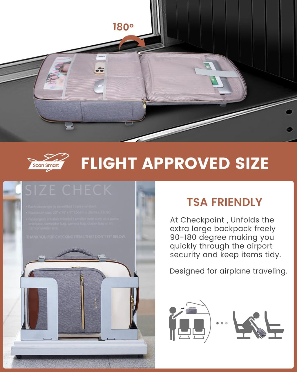 LOVEVOOK 50L Travel Backpack for Women & Men, Airline Approved Carry On Luggage with 3 Packing Cubes, TSA Overnight Bags, Waterproof Personal Item Bag, Weekender Essentials Backpacks fits 17" Laptop