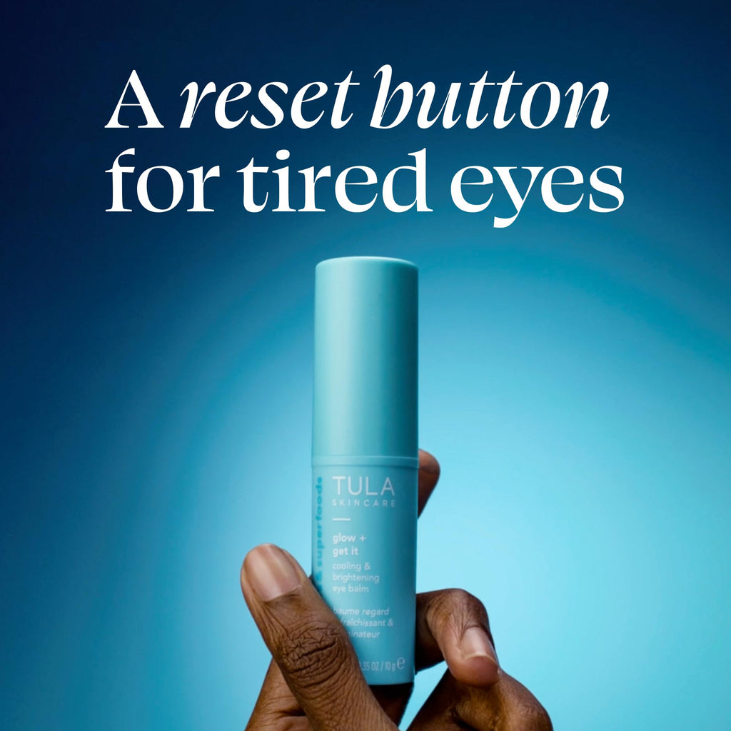 TULA Skin Care Eye Balm Glow & Get It - Dark Circle Treatment, Instantly Hydrate and Brighten Undereye Area, Portable and Perfect to Use On-the-go, 0.35 oz.