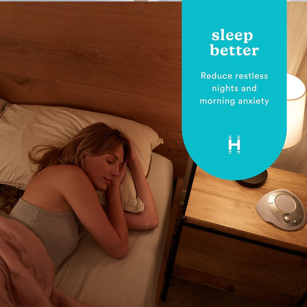 Homedics SoundSleep White Noise Machine, Silver, Small Travel Device with 6 Relaxing Nature Sounds, Portable Therapy for Home, Office, Nursery, Auto-Off Timer