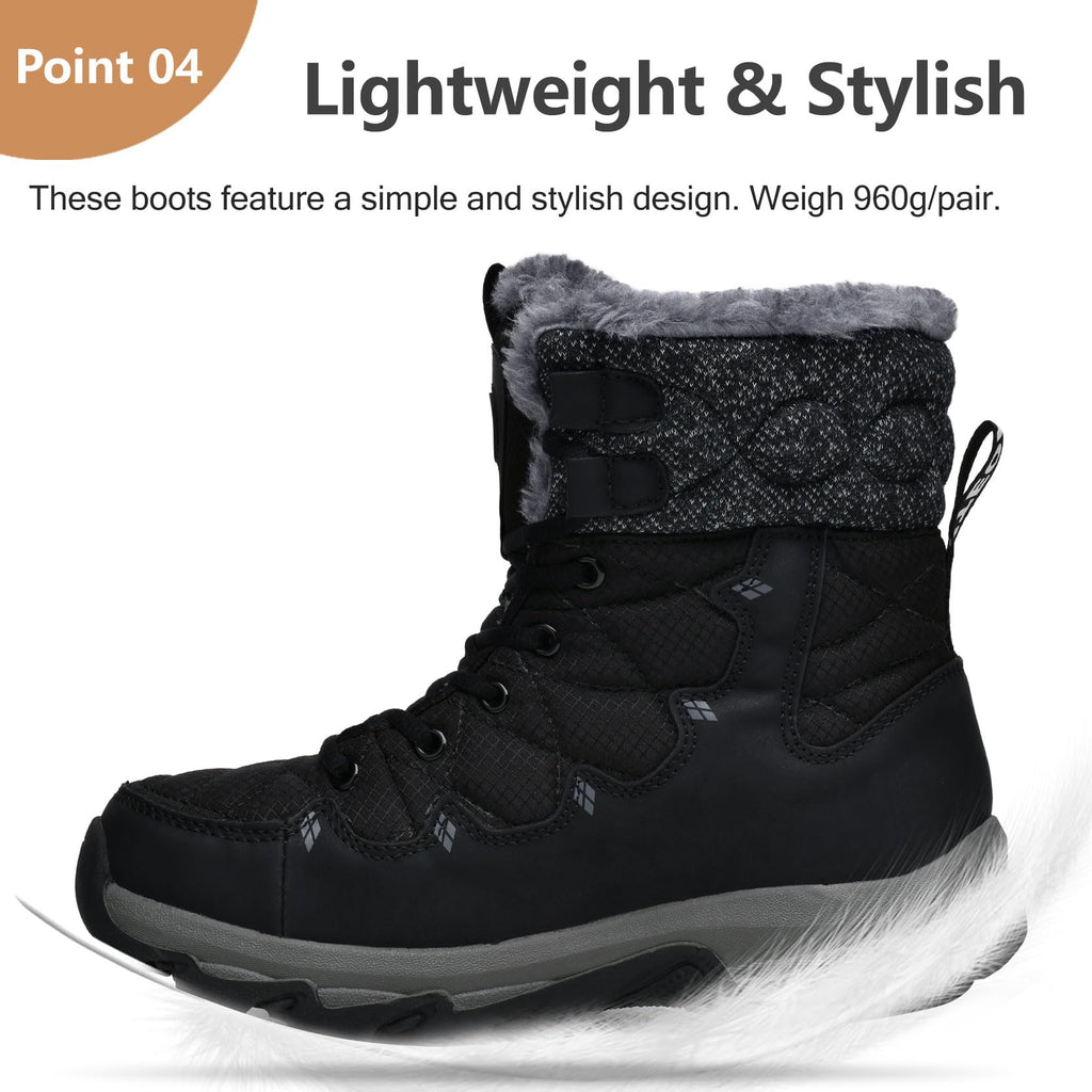 TRAILBLITZ Men's Winter Snow Boots Water Resistant Non Slip Warm Outdoor Lightweight Comfortable Durable 7.1 IN Height Hiking Shoes (10 Men, Black)