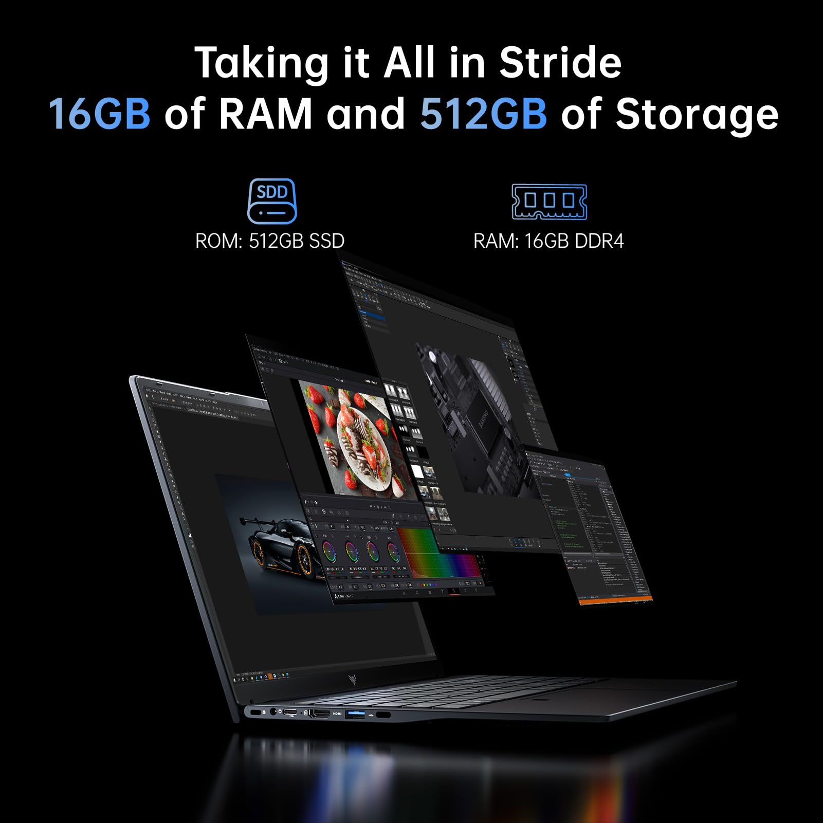 KONZID 2026 Laptop with AMD Ryzen 3 4300U Processor(Up to 3.7GHz), AMD Radeon Graphics,16GB DDR4 512GB NVMe SSD, Wi-Fi,Type-C,Webcam,15.6" Full HD IPS Display Portable Windows 11 Laptop Computer