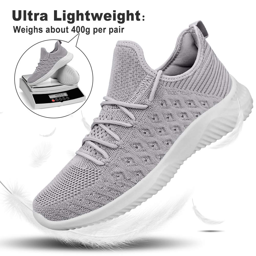 Feethit Mens Slip On Walking Shoes Lightweight Breathable Non Slip Running Shoes Comfortable Fashion Sneakers for Men Grey Size 10.5