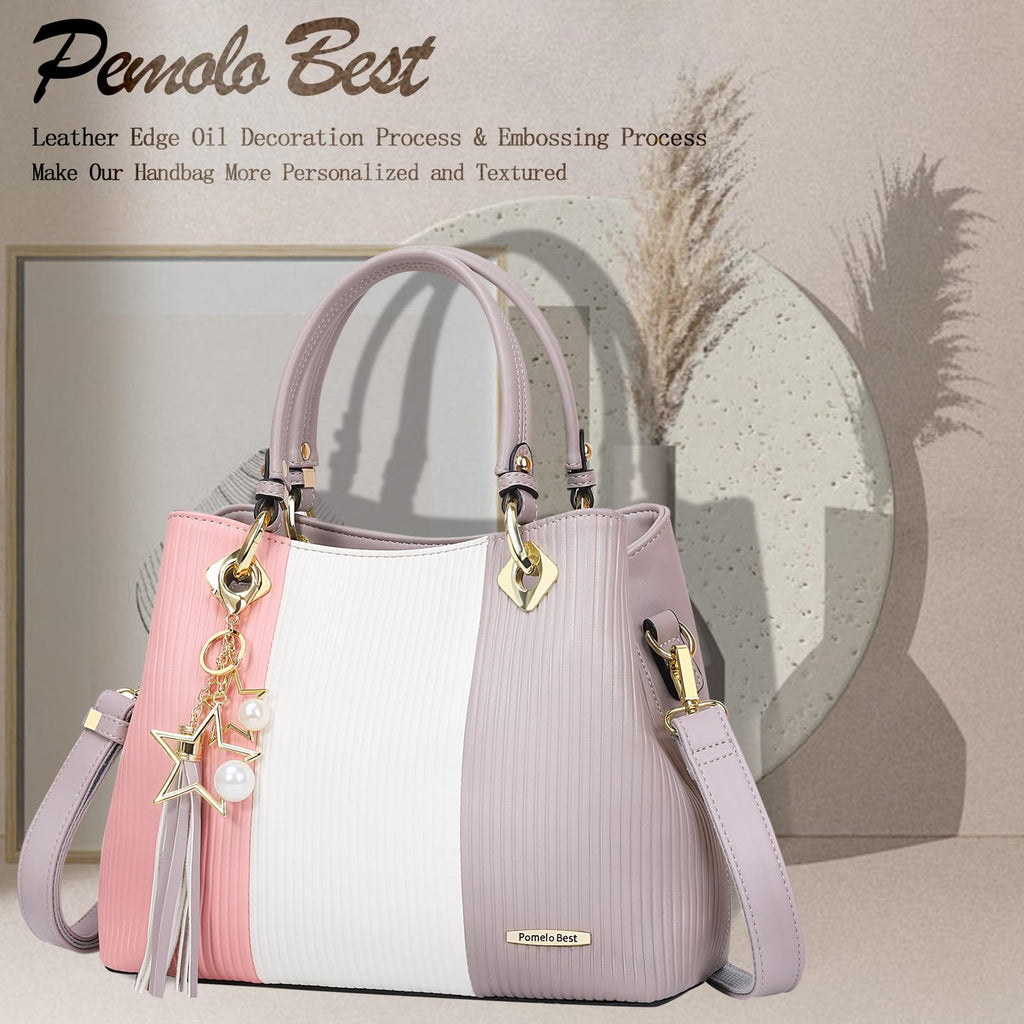 Pomelo Best Leather Purses for Women, Top-Handle & Shoulder Bag with Multiple Pockets, Medium Satchel Handbag Tote for Work, Travel, Daily Use, Wedding