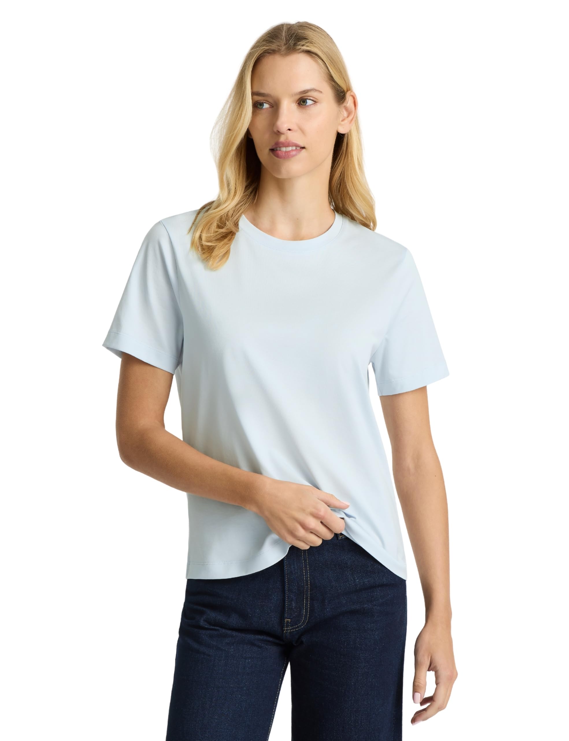 Presics Women’s Supima® Mercerised Cotton T-Shirt - Light Blue - X-Small – USA-Grown Cotton, Luxury Finish, Crew Neck, Short Sleeve, Flattering Fit