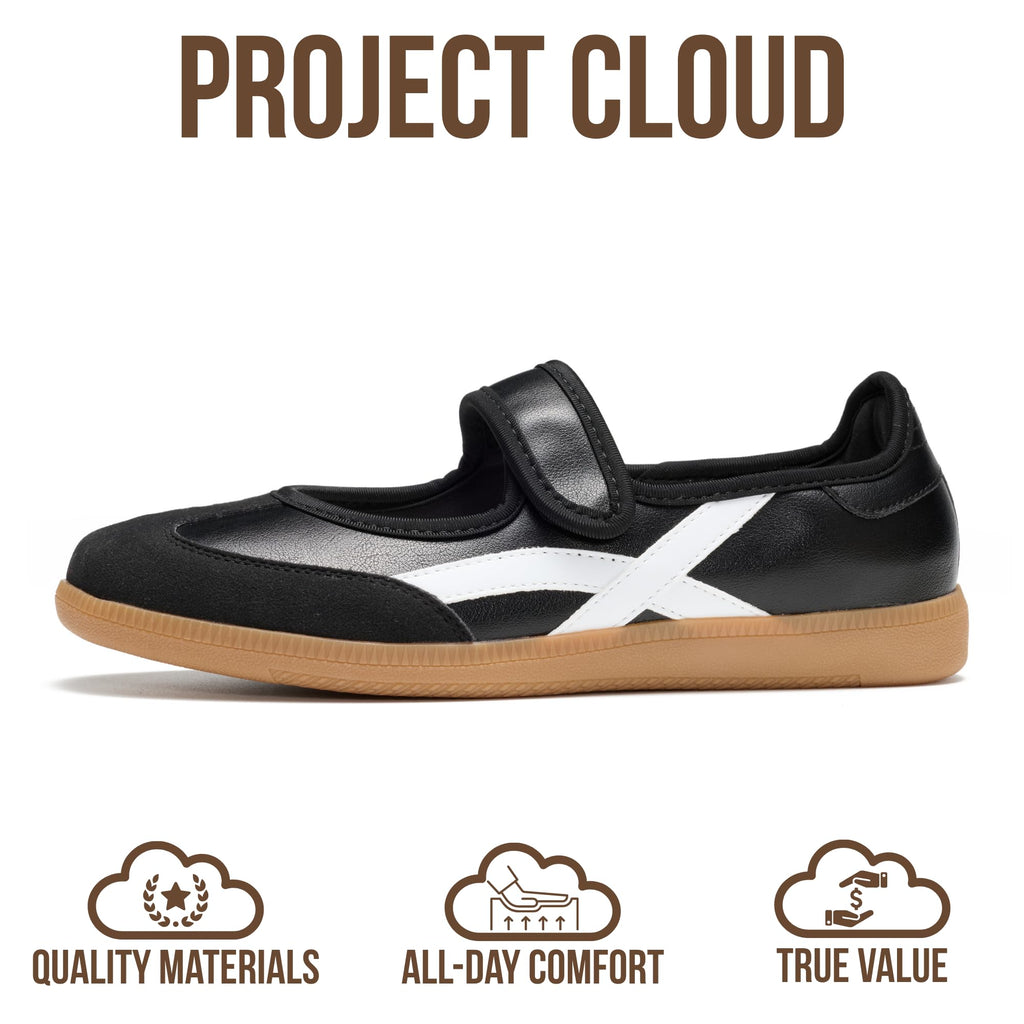 Project Cloud Comfortable Womens Shoes - Casual Trendy Mary Jane Shoes Women with Memory Foam - Lightweight & Non-Slip Fashion Sneakers for Women 2026 (Spring, BLK,8M)