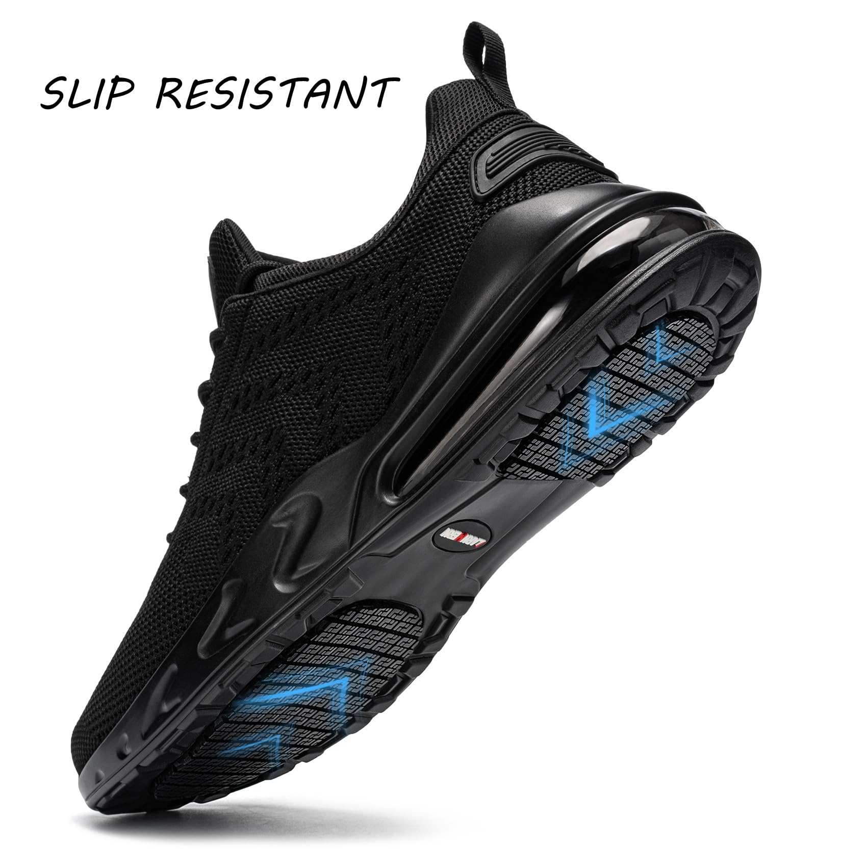 LARNMERN Men Non Slip Work Sneakers Water Resistant Food Service Zapatos Trabajo Antideslizantes Walking Shoes Waterproof Shoes Slip-on, Black 10.5 Wide