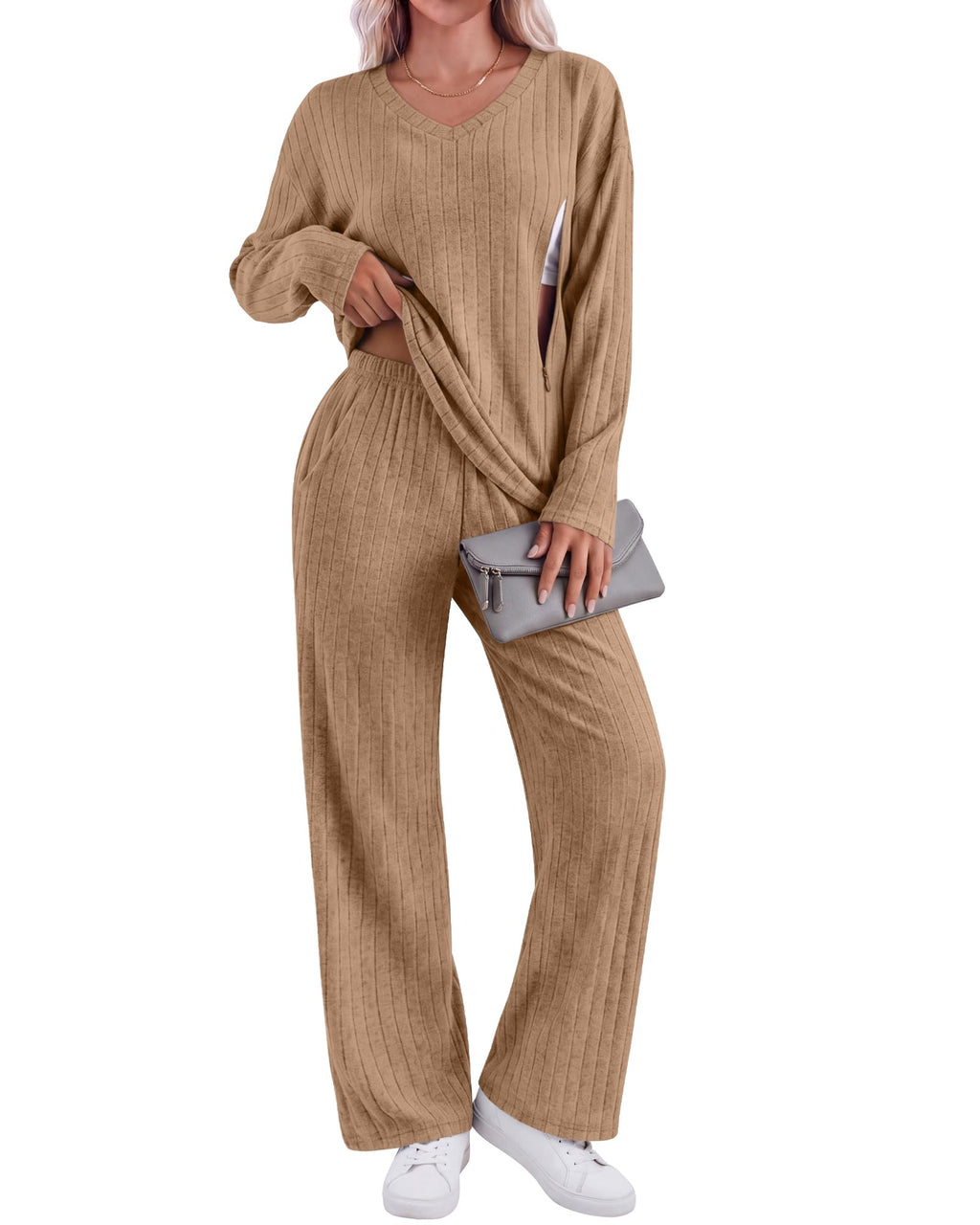 Huukeay 2 Piece Postpartum Nursing Sets, X-Large, Light Brown