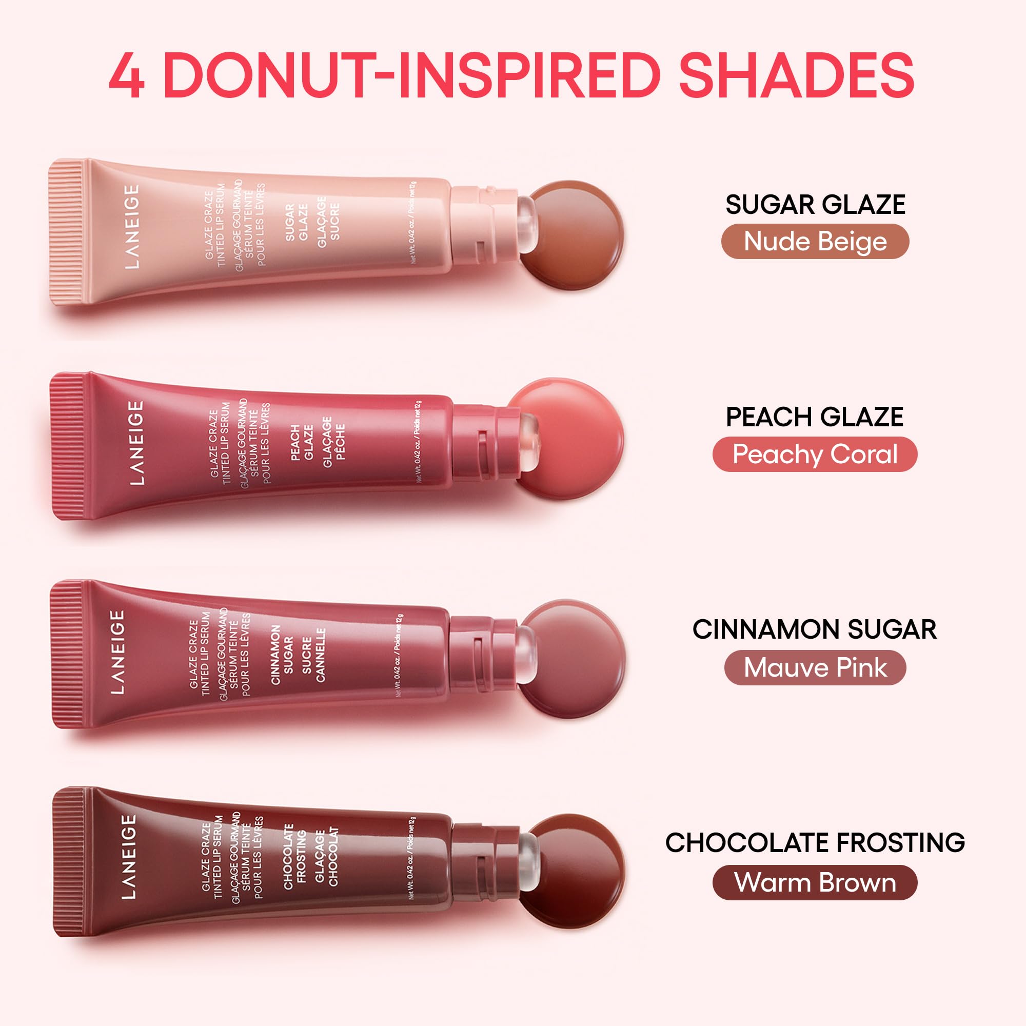 LANEIGE Glaze Craze Tinted Lip Serum: Hydrating, Lip Barrier-Boosting, Softening Lip Serum Treatment for Glossy & Buildable Shine, Nourished Lips| Korean Skin Care, Cinnamon Sugar