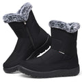 SHIBEVER Women's Snow Boots Winter: Waterproof Fur Lined Anti-Slip Ankle Booties Outdoor Comfortable Furry Women Snow Boot Black Size 9