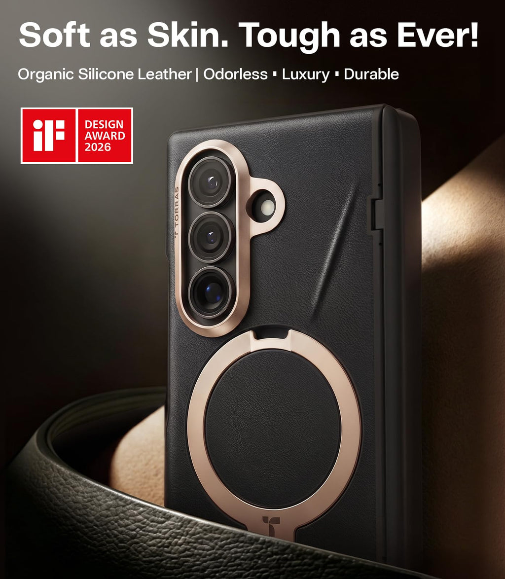 TORRAS Q3 VegSkin for Galaxy Z Fold 8 Ultra Case Leather, Magnetic Stand
