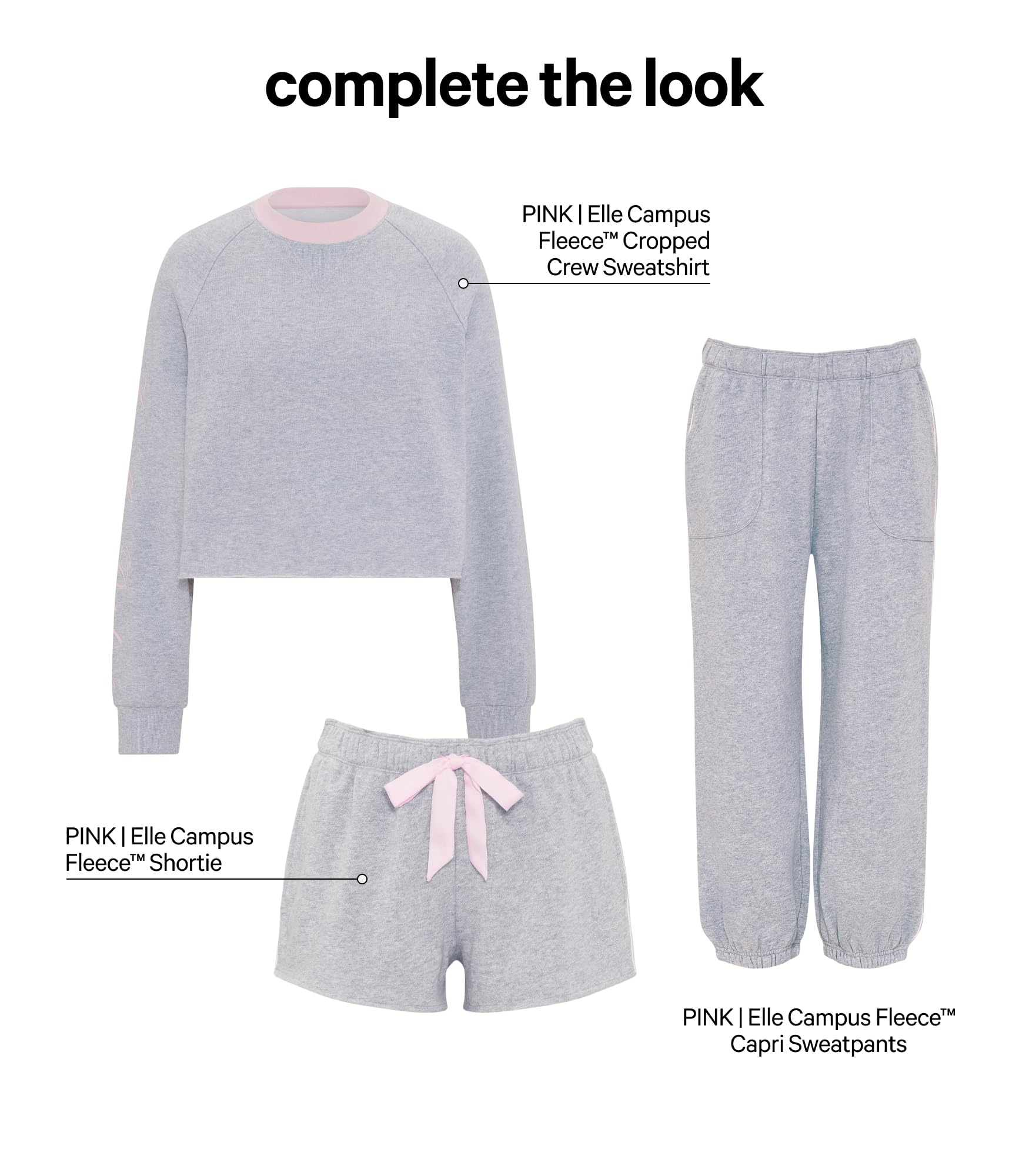 Victoria's Secret Pink | Elle Campus Fleece™ Shortie, Medium Heather Grey, M
