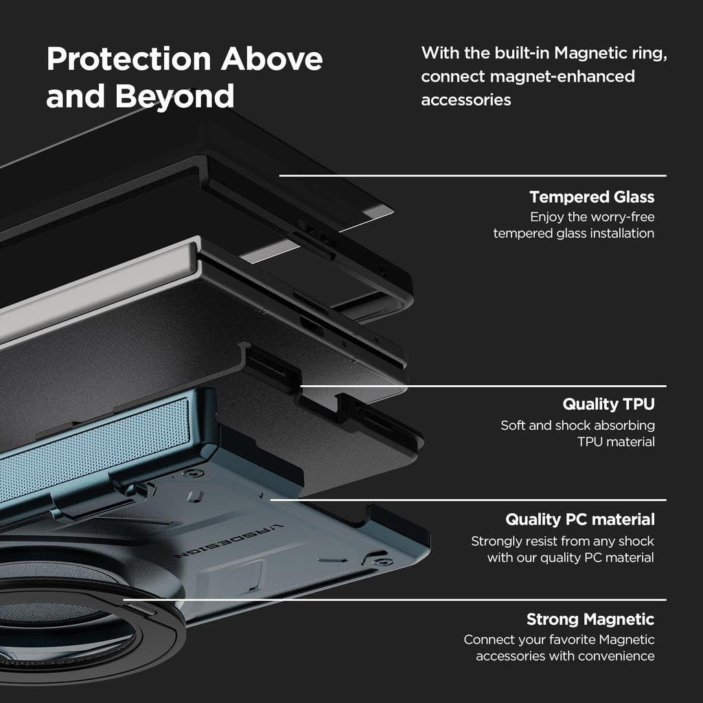 VRS DESIGN Active for Samsung Galaxy Z Fold 8 Ultra Case (2026) [Magnetic Ring Stand] [Magnetic Accessory Ready] Rugged Protective Cover - Matte Black