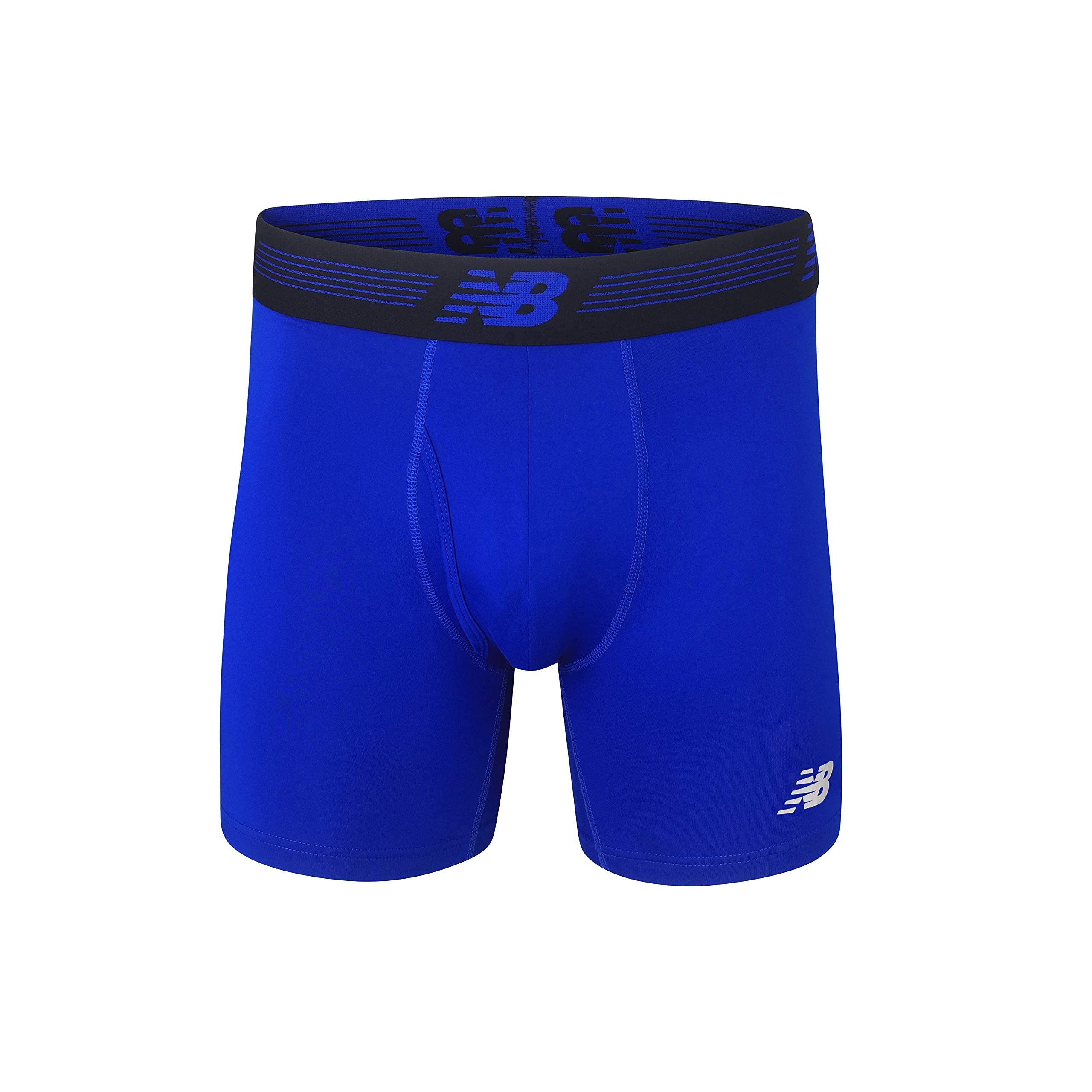 New Balance Men's Performance Boxer Briefs with Fly, Breathable Stretch Underwear, Moisture Wicking, Soft Waistband (3 Pack), Cadet/Team Royal/Royal, Medium