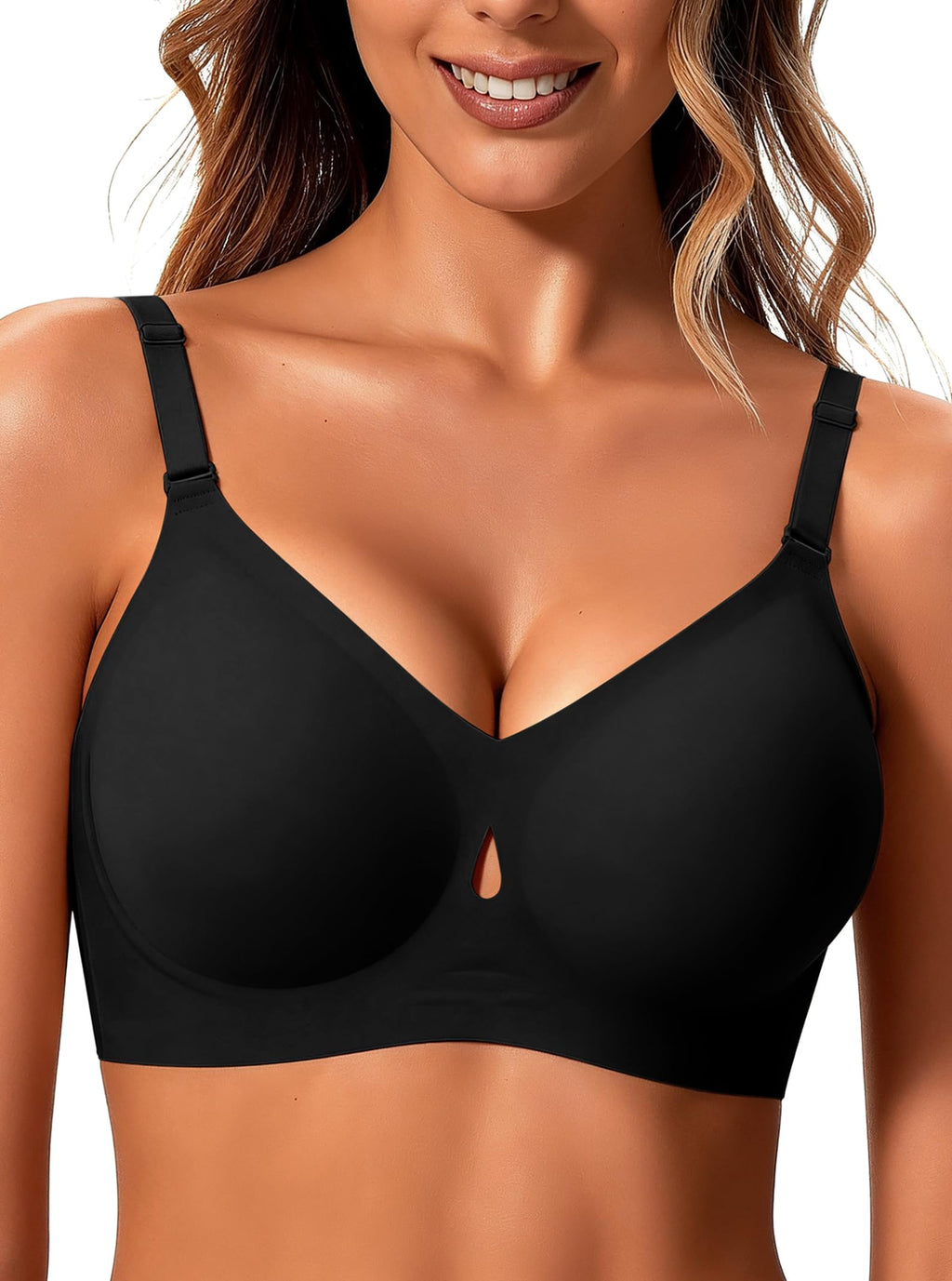 Sexy Jelly Push Up Wireless Bras for Women Everyday No Underwire Black M