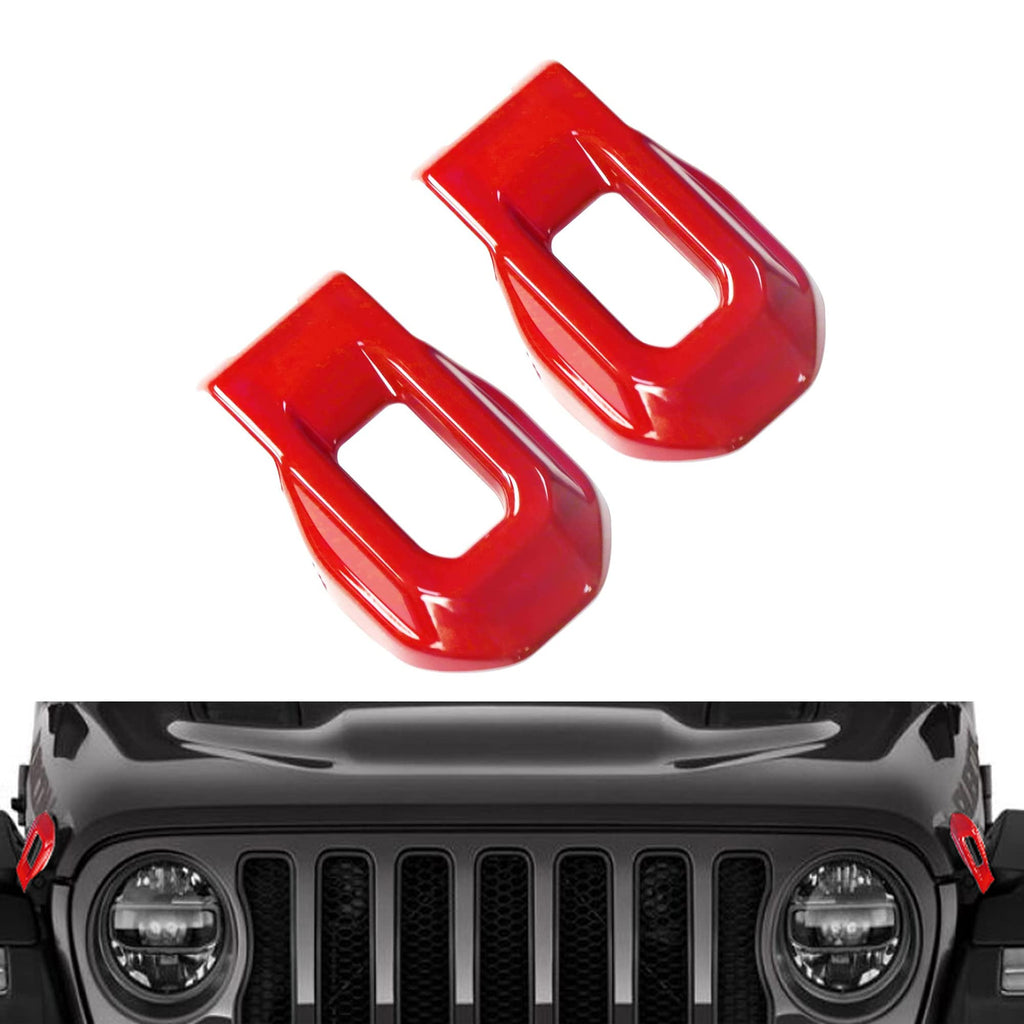 ABS Hood Latches Decor Trim Lock Catch Brackets Cover for Jeep Wrangler JL JLU 2018-2021 (Red-Pair of 2)