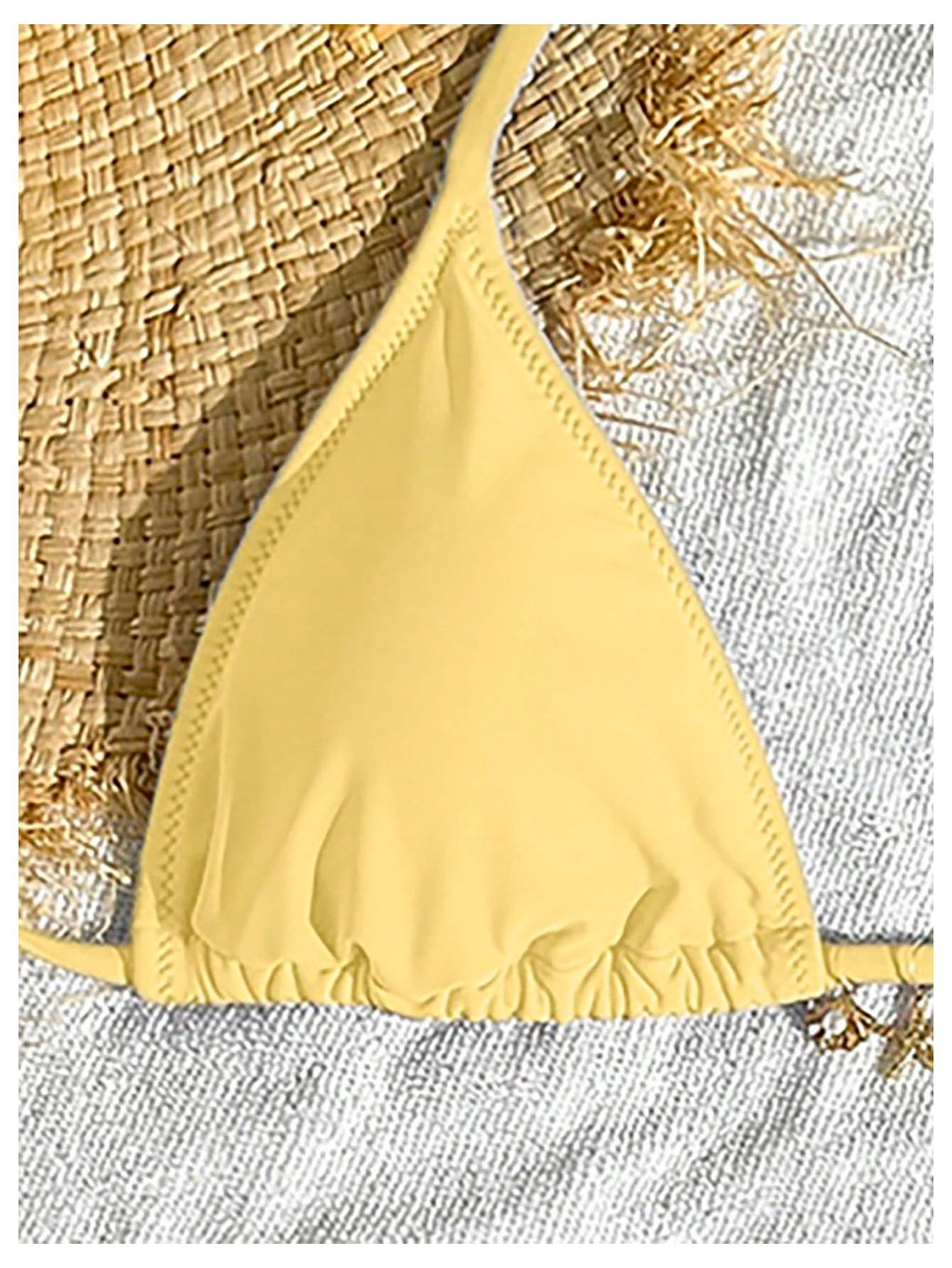 SOLY HUX Women's Halter String Bikini Sets High Cut Cheeky Thong Sexy Two Piece Swimsuits Bathing Suit Pure Yellow Small