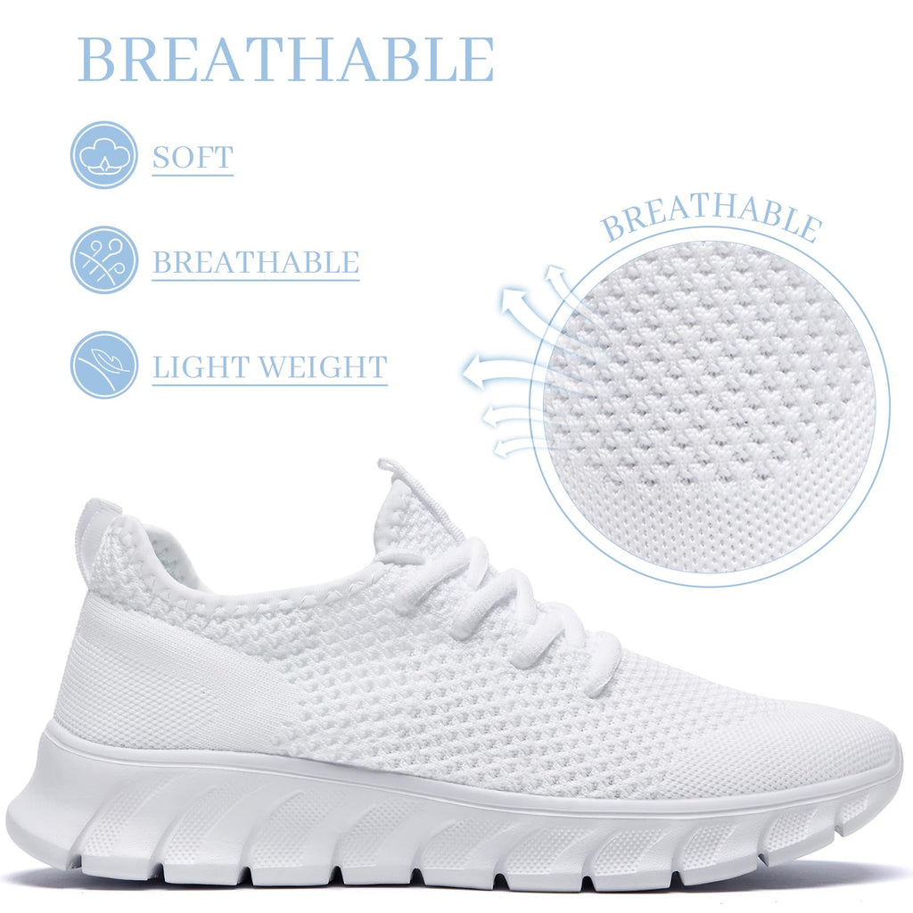 RJYWGS White Sneakers for Women Men Tennis Shoes Running Gym Sneaker Slip On Walking Lightweight Athletic Workout Fashion Sports Shoes White Size Women 8/ Men 6.5