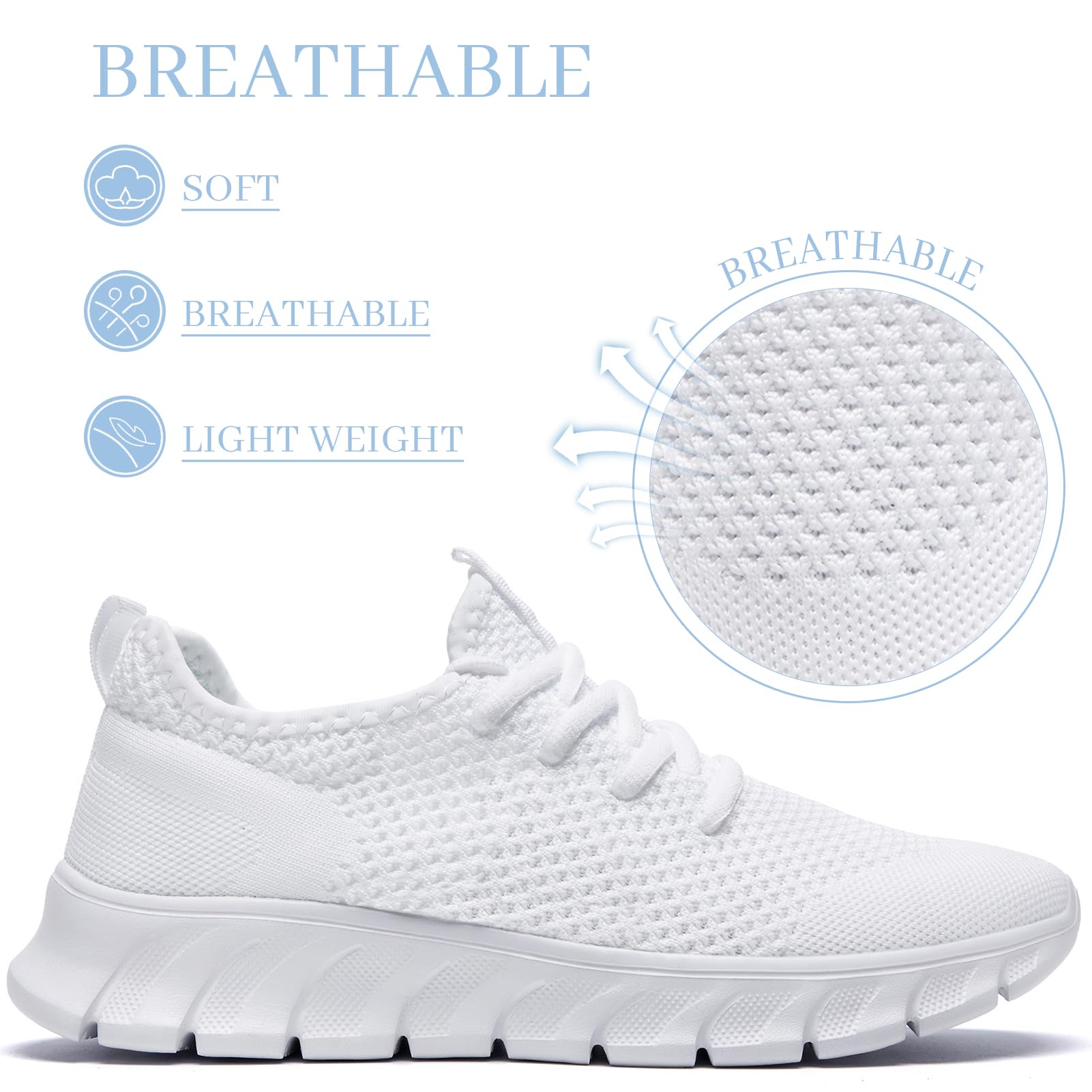 RJYWGS White Sneakers for Women Men Tennis Shoes Running Gym Sneaker Slip On Walking Lightweight Athletic Workout Fashion Sports Shoes White Size Women 8/ Men 6.5