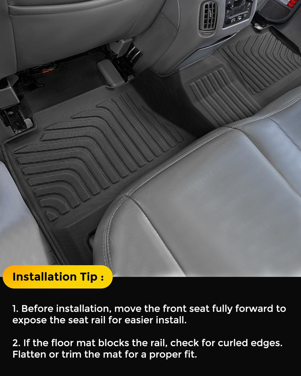 Car Floor Mats for Chevy Silverado: for Silverado/GMC Sierra 1999-2007 Crew Cab| for Suburban/Yukon XL 2000-2006| for Escalade/Avalanche 2002-2006 All Weather Truck Custom Accessories Front Rear Liner
