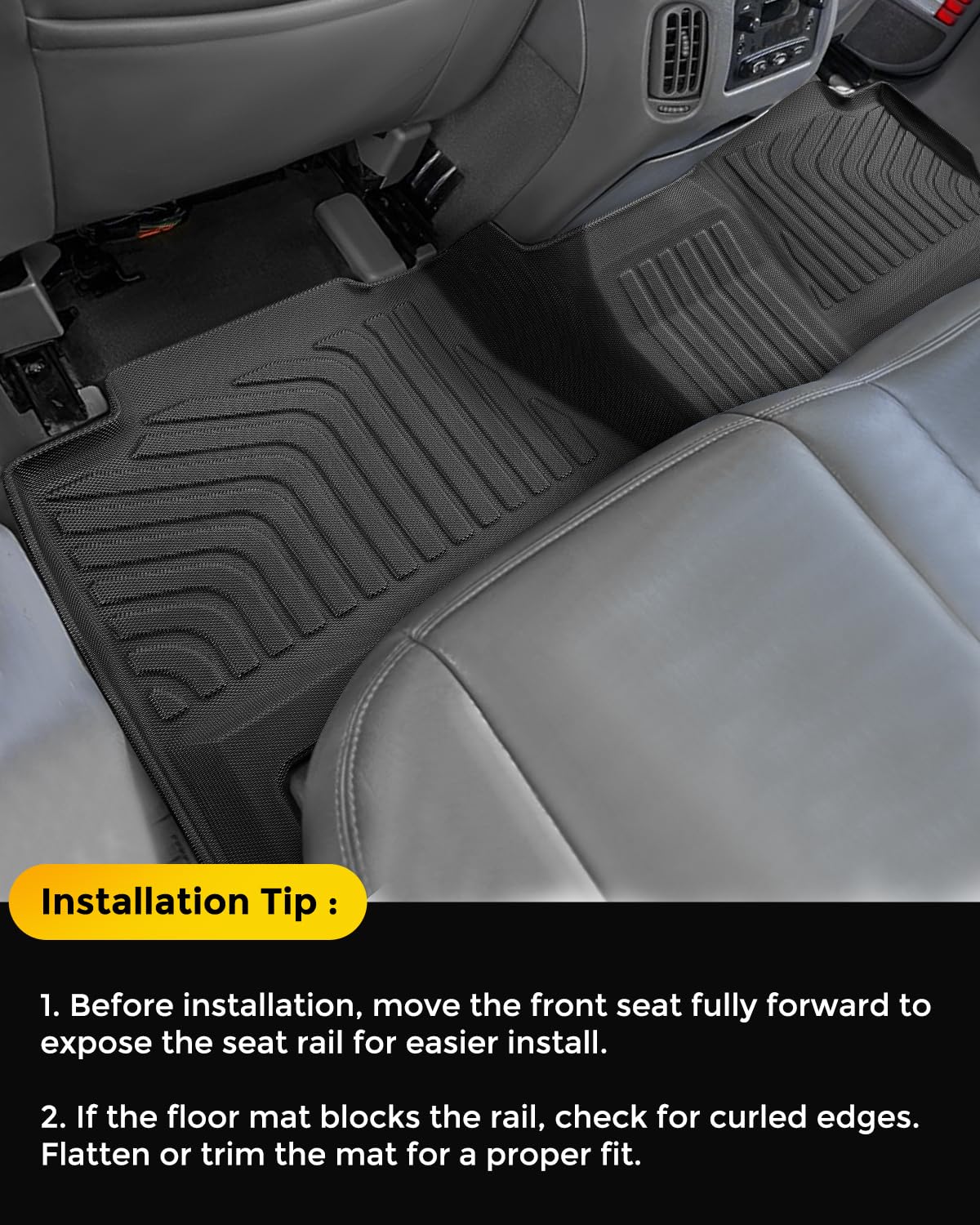 Car Floor Mats for Chevy Silverado: for Silverado/GMC Sierra 1999-2007 Crew Cab| for Suburban/Yukon XL 2000-2006| for Escalade/Avalanche 2002-2006 All Weather Truck Custom Accessories Front Rear Liner