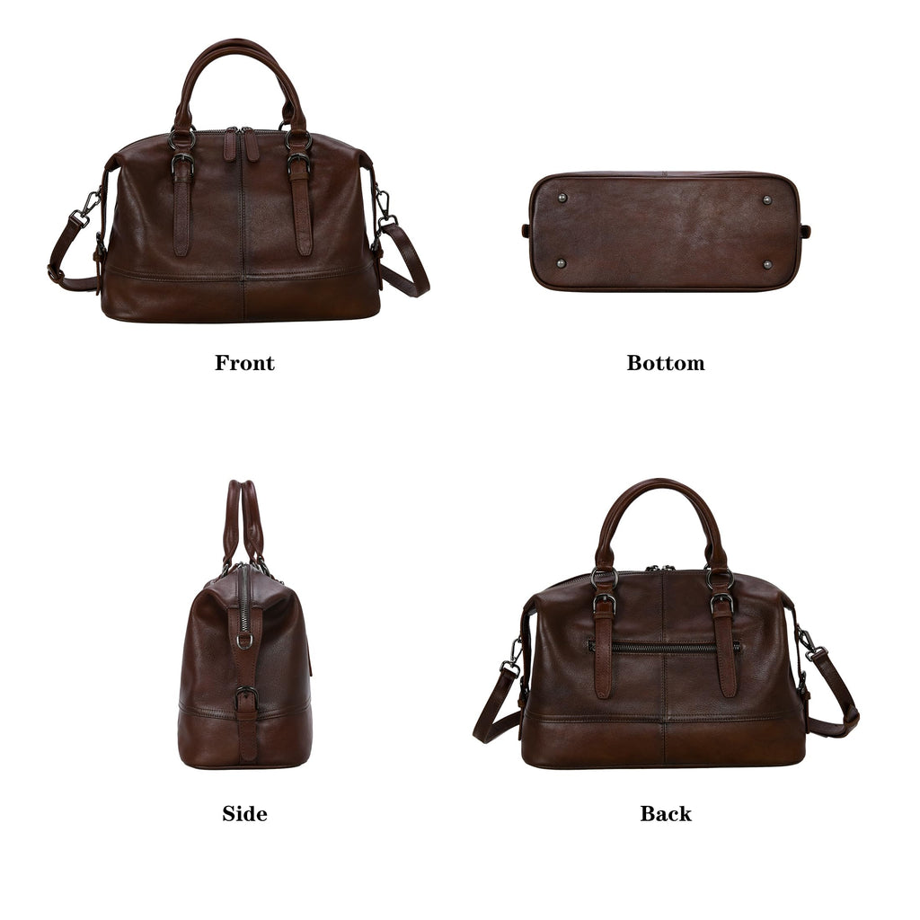 HESHE Leather Tote Bag Shoulder Purses for Women Satchel Handbags(Coffee)