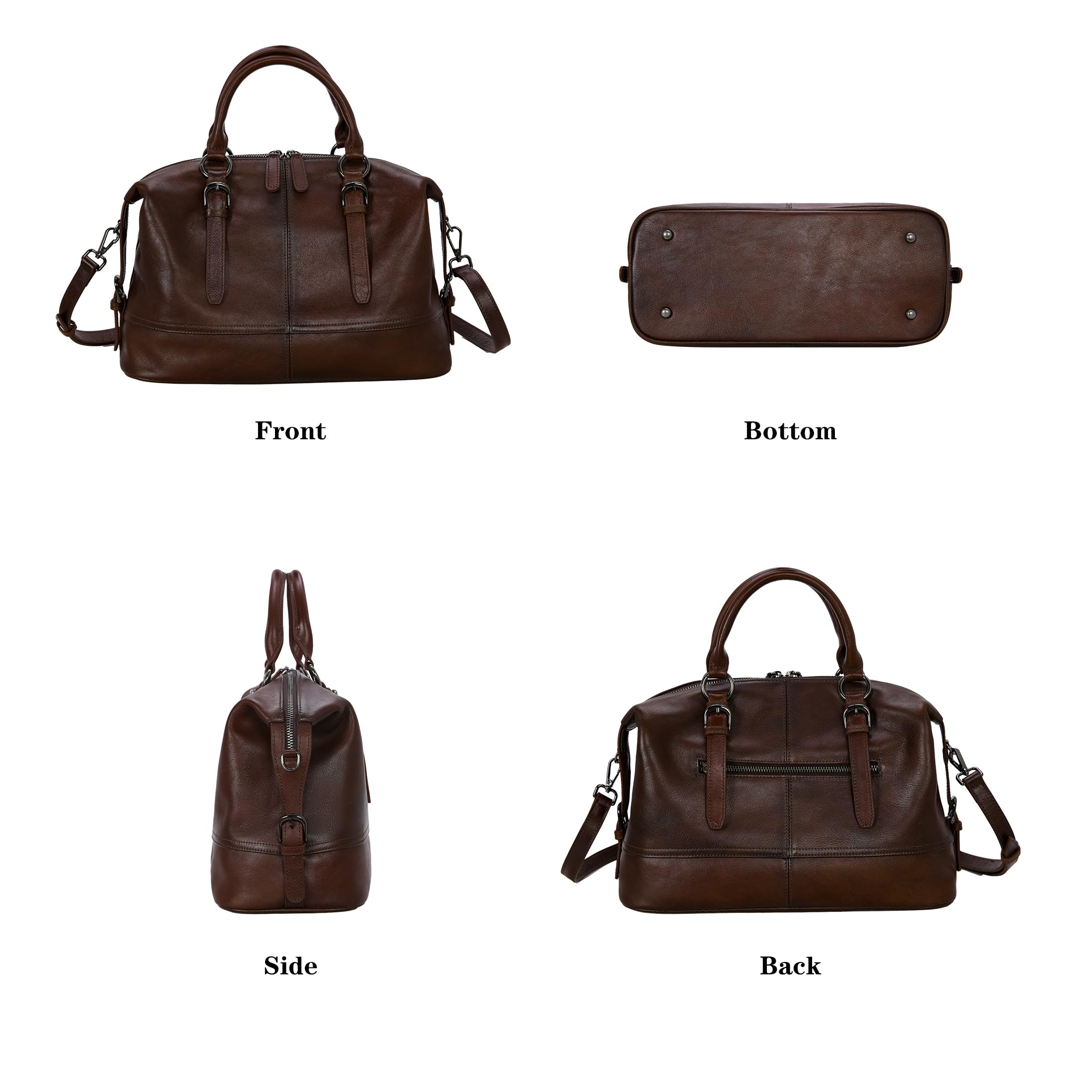 HESHE Leather Tote Bag Shoulder Purses for Women Satchel Handbags(Coffee)