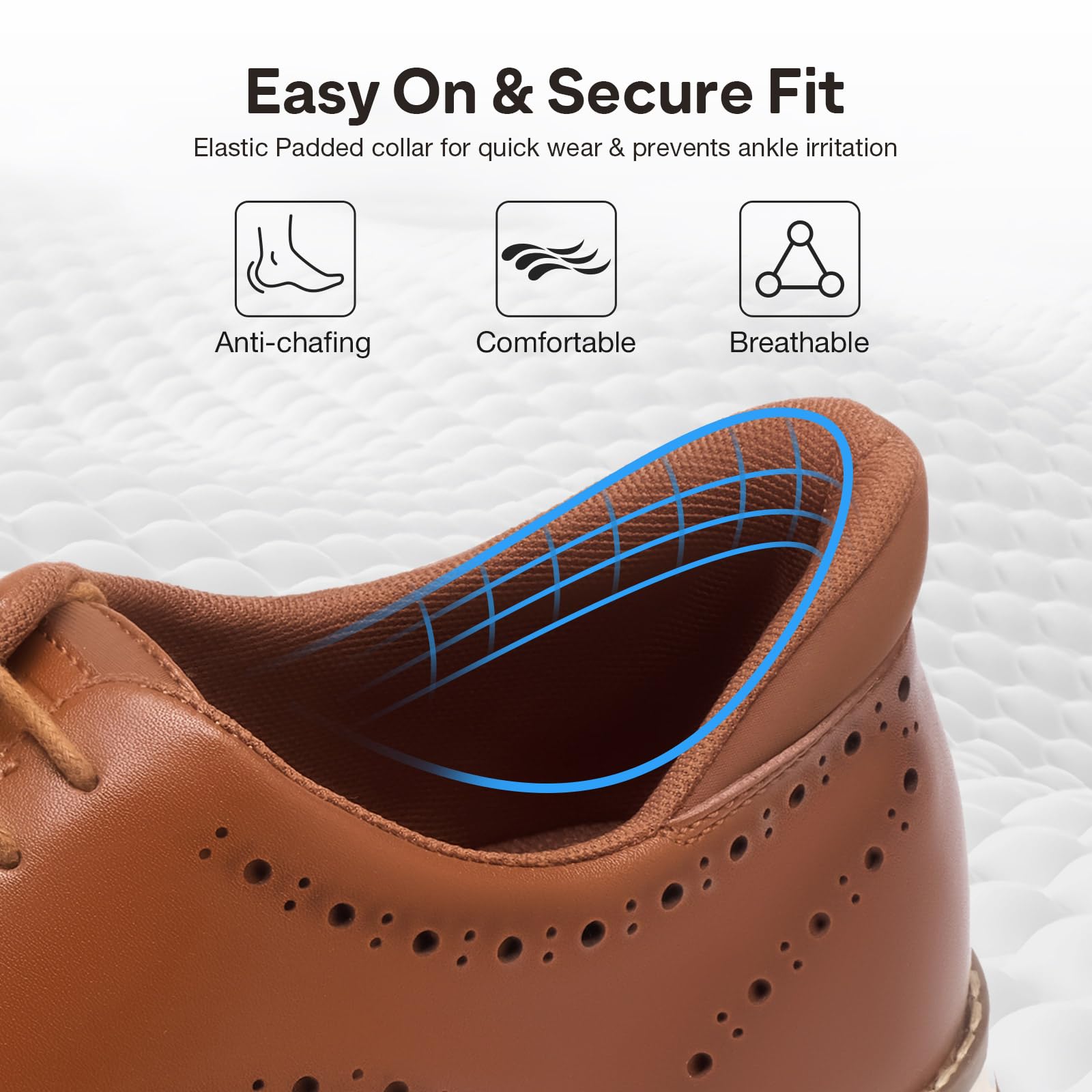 HEEZ Men's Dress Sneakers, Casual Dress Shoes for Men Comfortable, Wingtip Business Formal Oxfords Shoes for Office Work Wedding Travel Daily Brown