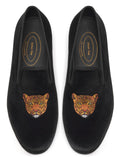 Journey West Men's Velvet Loafers Embroidery Slip-On Loafers Tuxedo Dress Shoes Smoking Slippers for Men Leopard Black 12