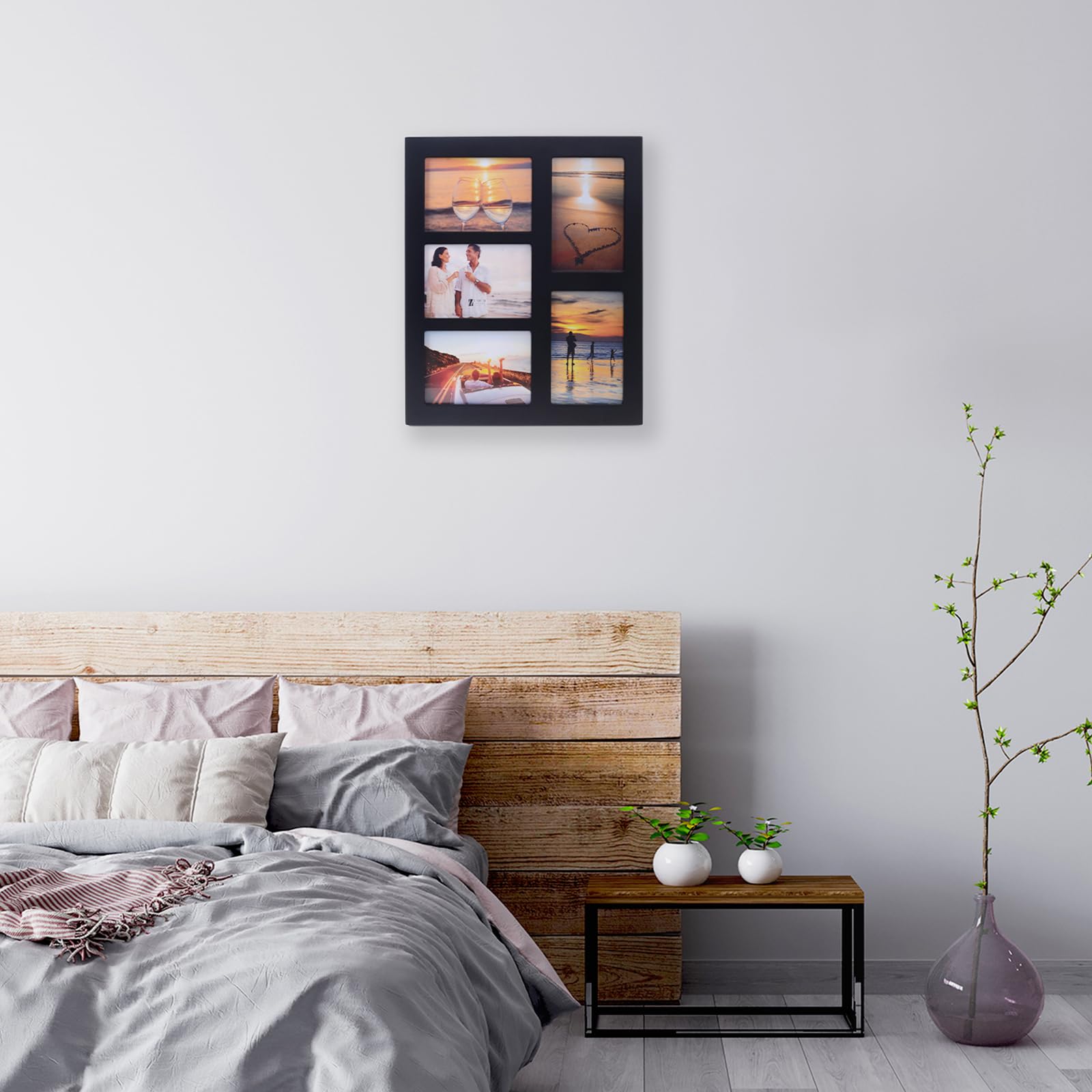 UMICAL 4x6 5-Opening Picture Frame with Shatter-Resistant Glass & Black Wood 4x6 Collage Photo Frames for 4x6 5 Pictures Display Made for Tabletop Stand and Wall Mounting