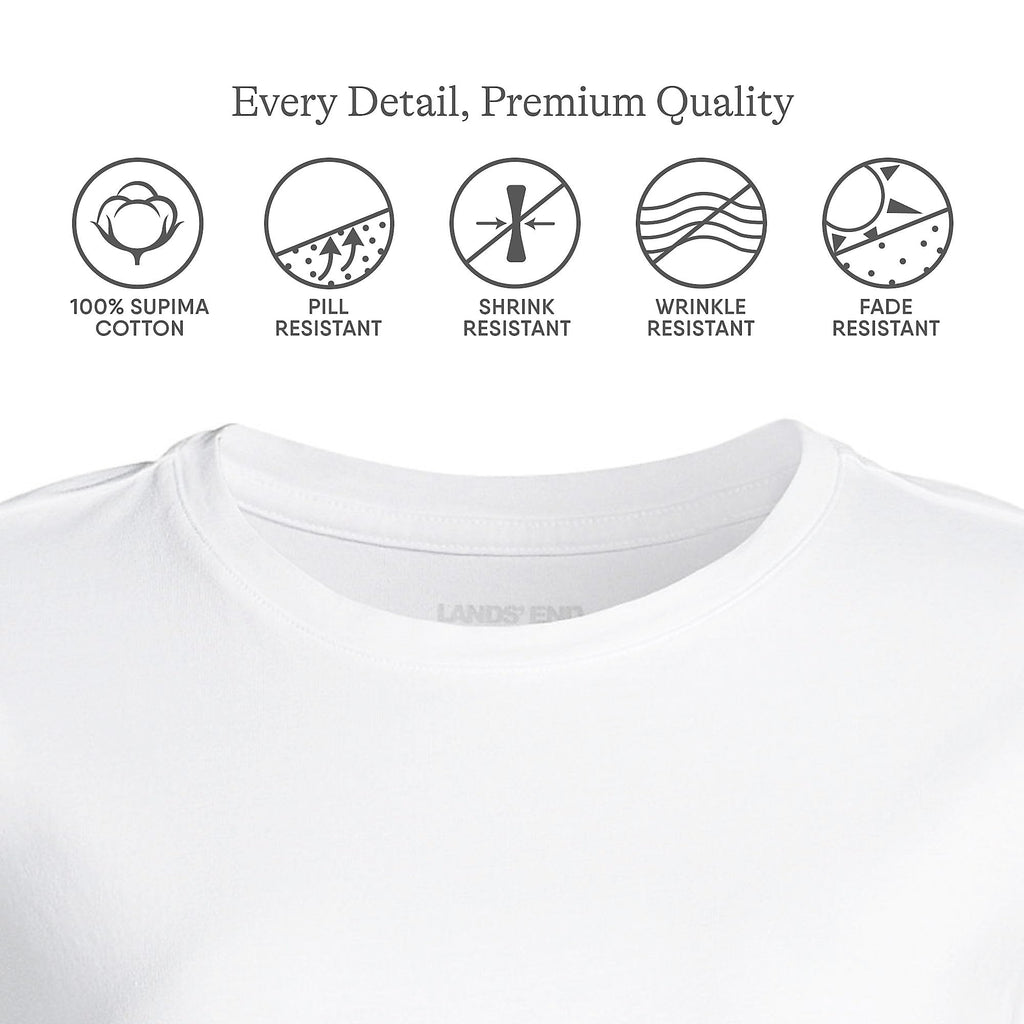 Lands' End Women's Supima Crew Neck T-Shirt X-Large White