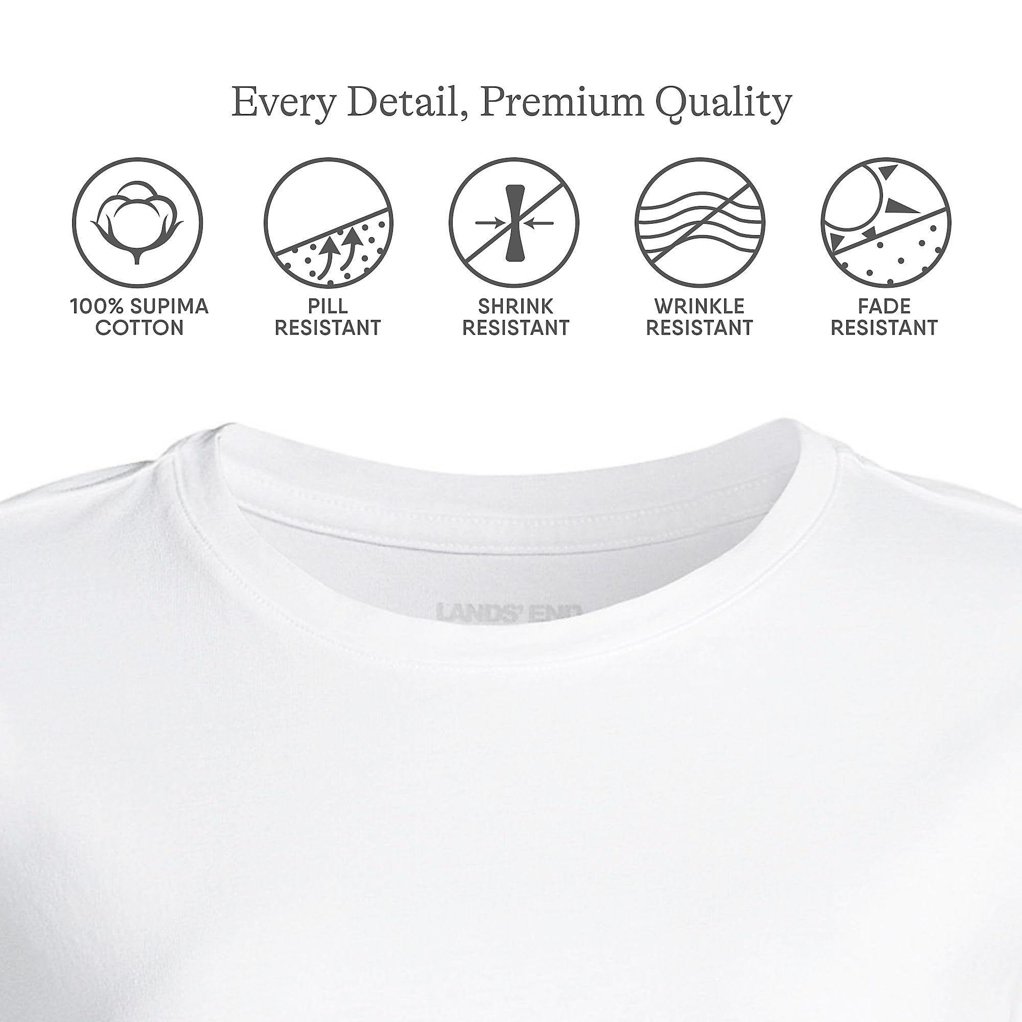 Lands' End Women's Supima Crew Neck T-Shirt X-Large White