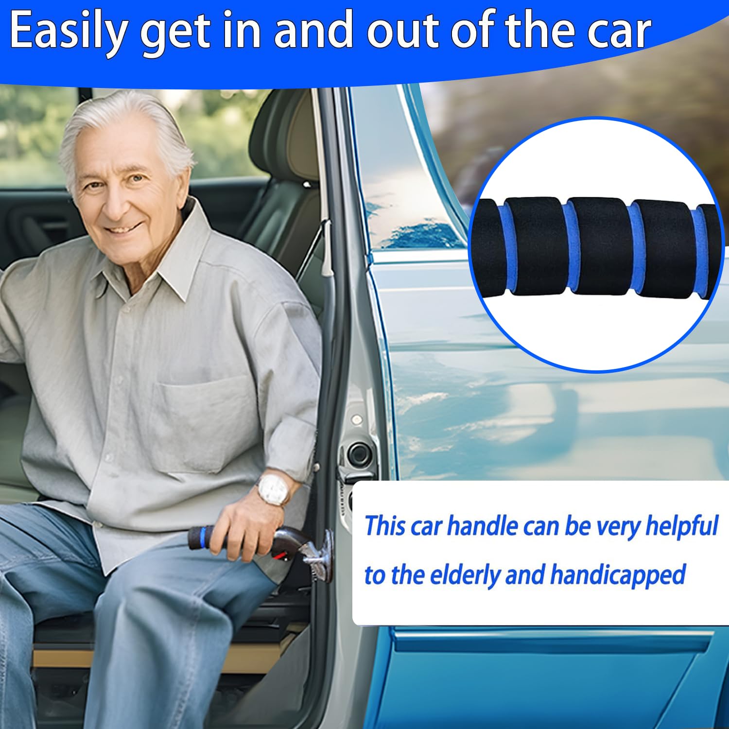 KOUNATSURI Car Door Handle for Elderly Car Assist Support Handle Multifunction Car Door Latch Bar for Seniors and Handicapped