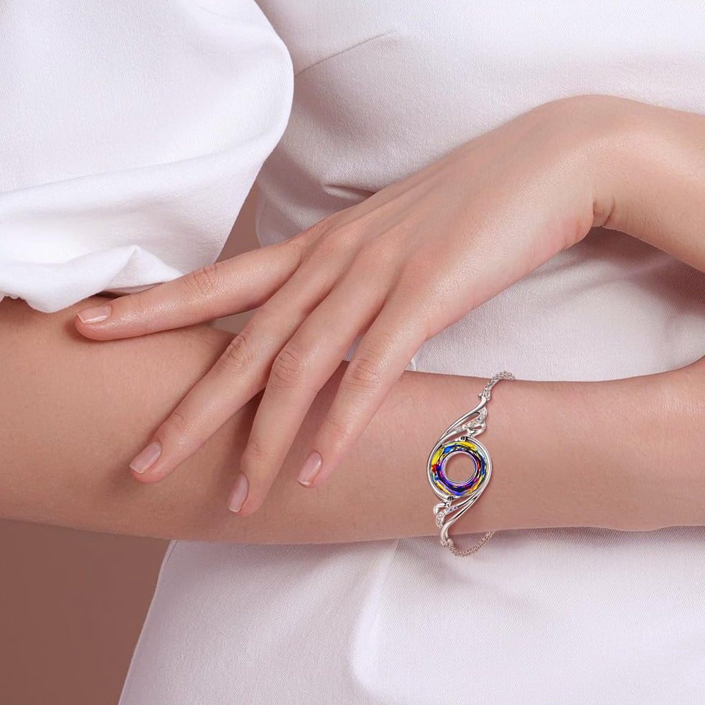 Kate Lynn 925 Sterling Silver Phoenix Bracelets for Women Crystal Bracelet Jewelry Gift, Birthday Gifts for Women Girlfriend Christmas Mothers Day Gifts for Mom Wife Lady Anniversary Jewelry for Her