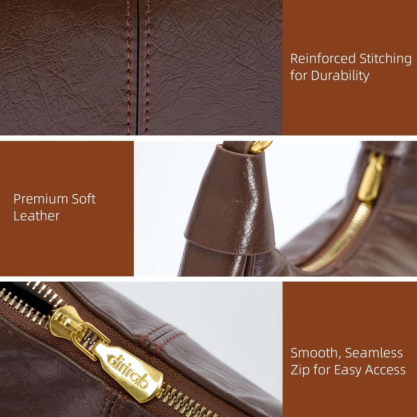 Shoulder Bags for Women Small Hobo Bags Crescent Shaped Cute Retro Tote Handbag Mini Clutch Purse with Zipper Closure (Brown)
