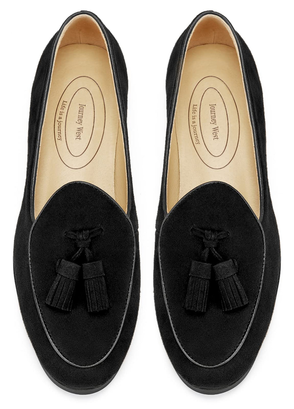 Journey West Suede Tassel Loafer for Women Slip-on Belgian Penny Loafers Shoes for Women Black US 10
