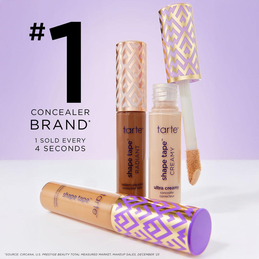 tarte shape tape concealer – Full Size-Coverage, Matte Finish for Under Eye, Dark Circles, Fine Lines, Redness & Discoloration, Longwear, Dermatologist-Tested, Vegan, Cruelty-Free