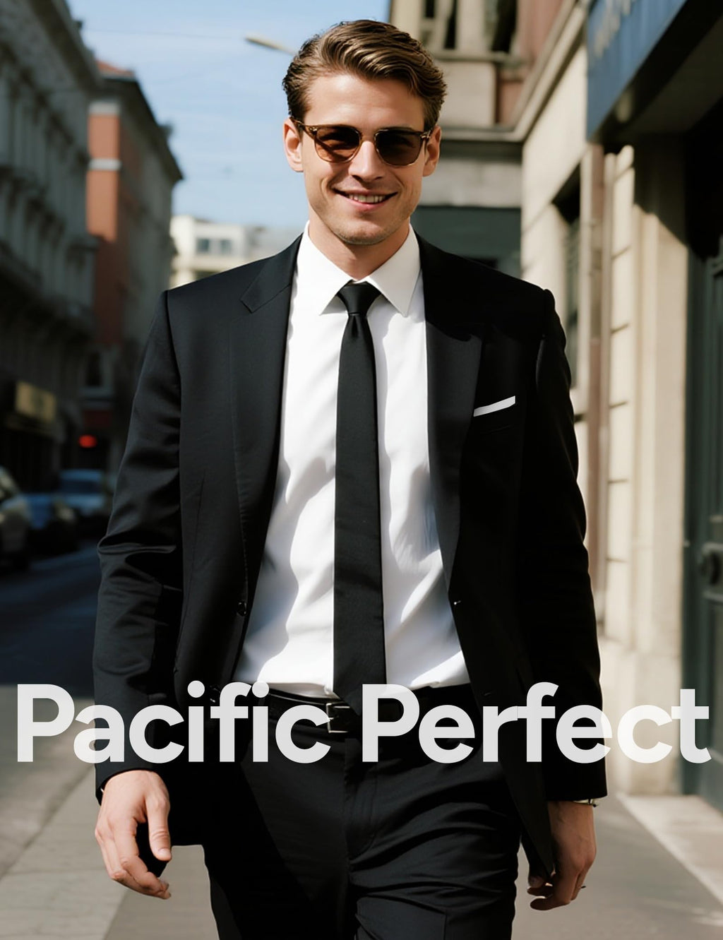 Suits for Men Classic Fit 2 Piece Black Suits Slim Jacket Black Tuxedo for Men Regular Fit for Business Wedding Prom Party (Regular,42R)