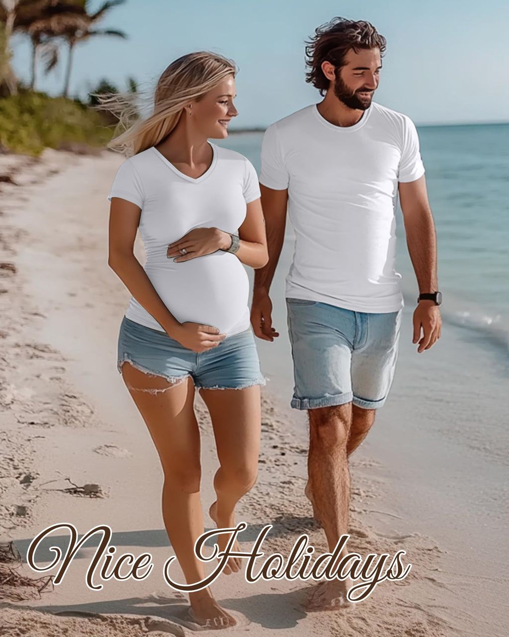 Huukeay 4 Pack Women's Maternity Shirts Pregnancy Top, 4-Color, Medium