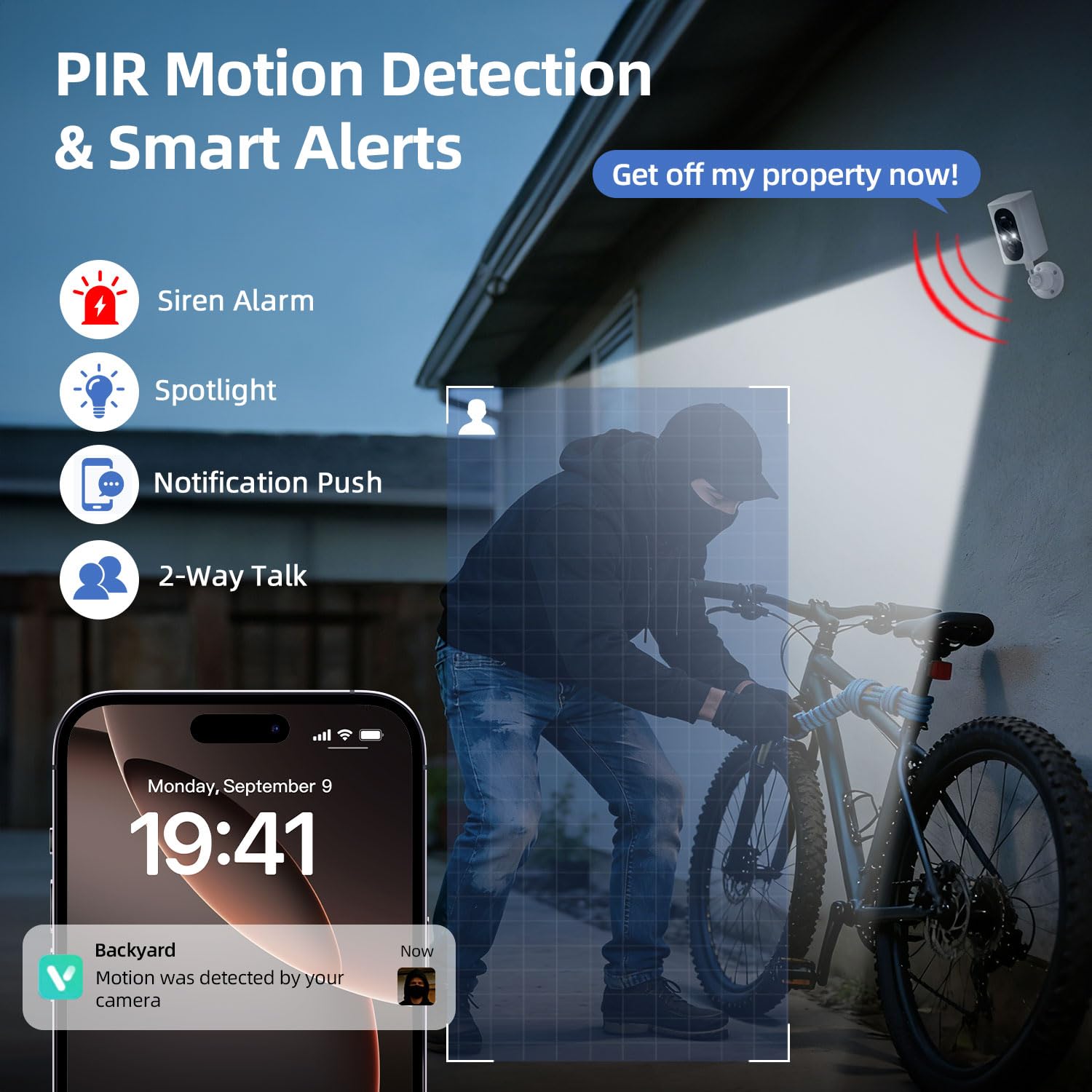 Security Cameras Wireless Outdoor 355° Pan Rotating 2K Color Night Vision Cameras for Home Security WiFi Battery Outdoor Camera Motion Detection 2-Way Talk IP65 Spotlight Siren SD/Cloud Storage 2 Pack