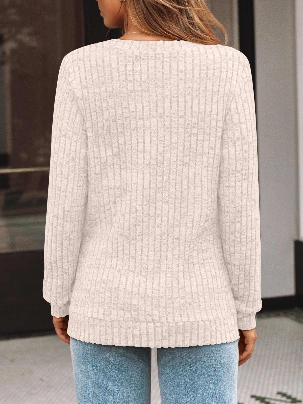AUTOMET Womens V Neck Long Sleeve Shirt Fall Fashion Tops Tunic Dressy Casual Sweater Clothes Cute Trendy Work Outfits 2026 Apricot M