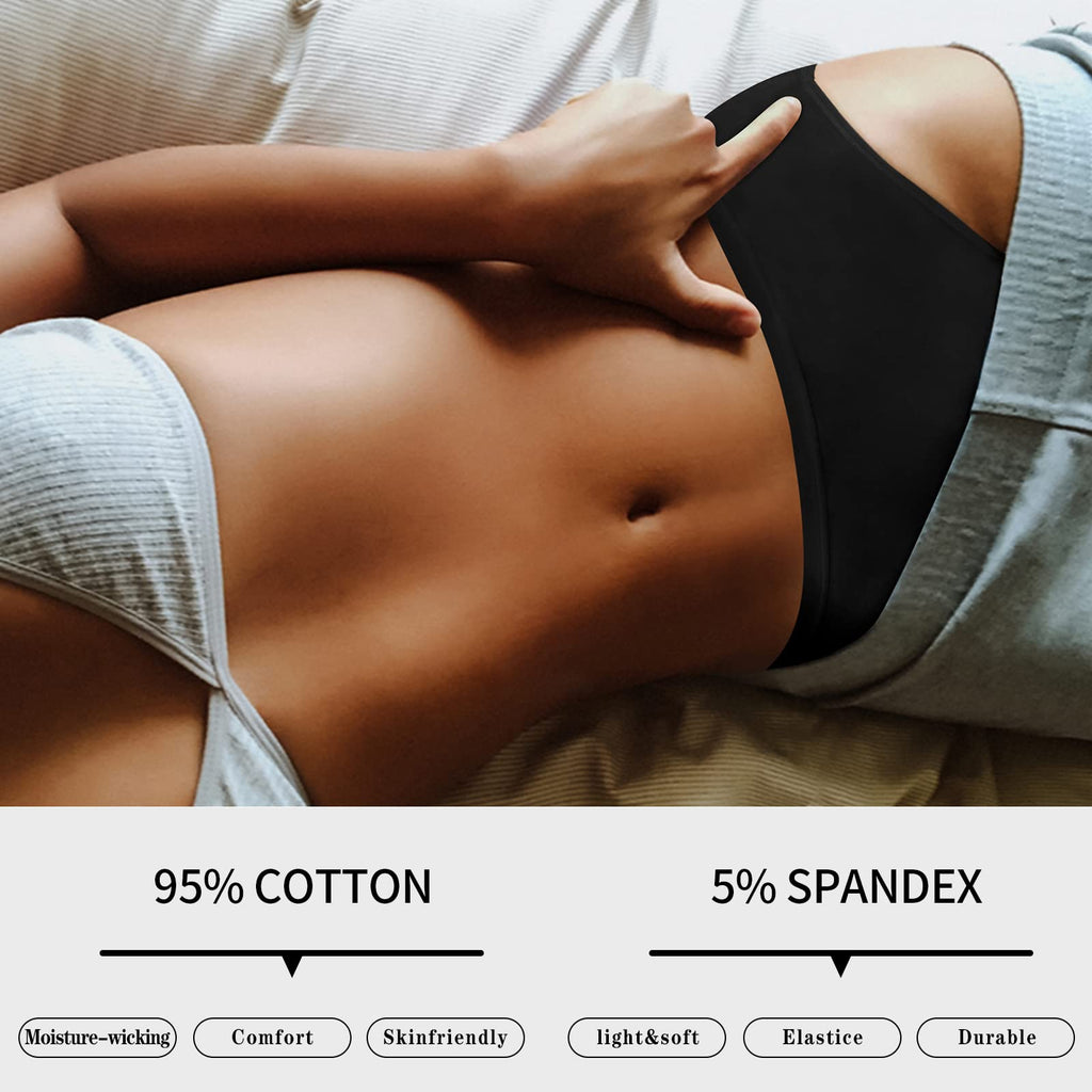 CULAYII Bikini Underwear for Women Seamless Womens Underwear Low Waist Cotton Panties for Women Hi-Cut Underwear Woman Packs(size L)