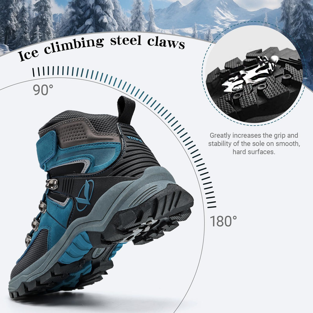 Littleplum Boys Snow Boots Winter Warm Booties Antiskid Hiking Outdoor Shoes Ankle Boots for Kids Yellow Size 8 Big Kid