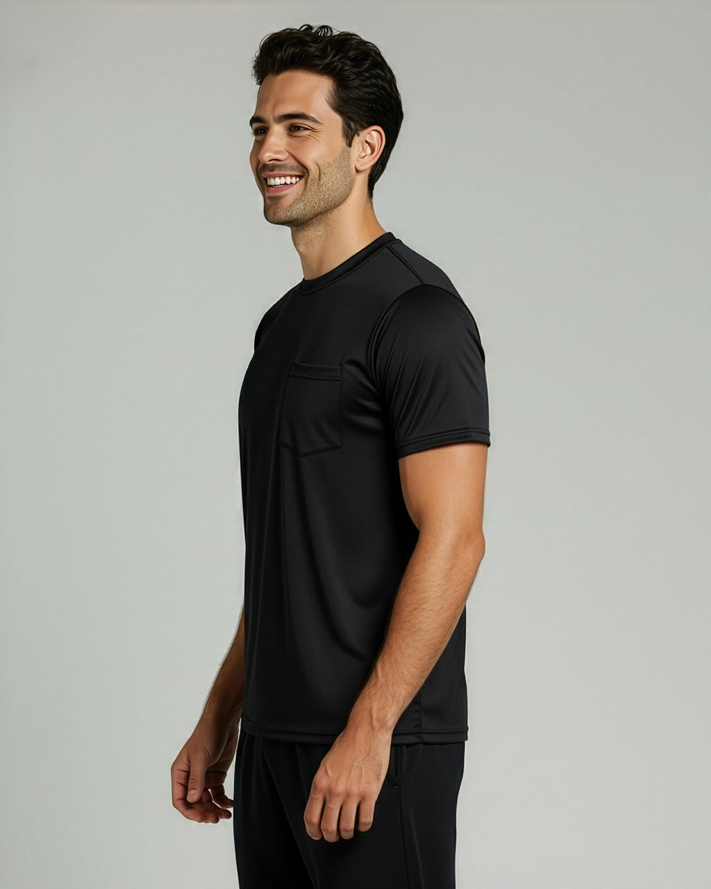 Real Essentials 4 Pack: Men's Dry-Fit Short Sleeve Pocket Crew Performance Athletic T-Shirt- Set 4, 5X