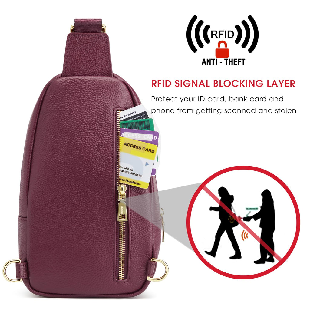Kattee Sling Bag for Women Crossbody, Soft Leather Fanny Packs for Women, Small Crossbody Chest Bag with RFID Blocking