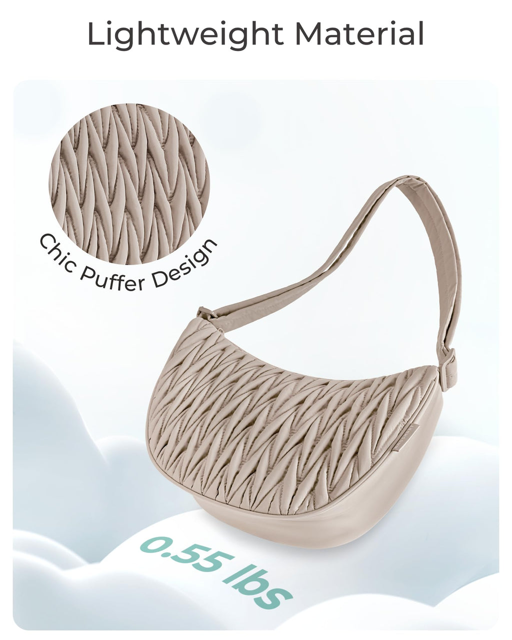 BAGSMART Crescent Crossbody Bag for Women Men Trendy, Medium Crossbody Hobo Bag with Adjustable Strap and Inner Pockets