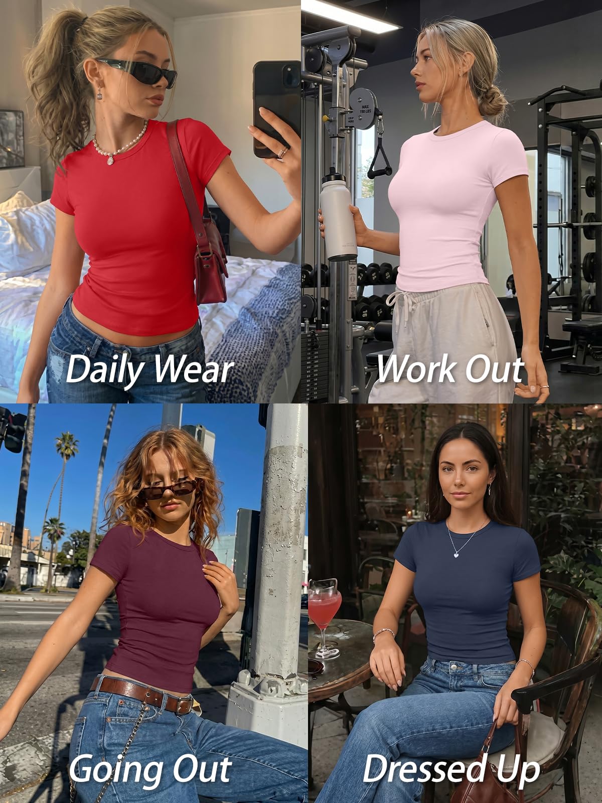 Trendy Queen Womens Basic T Shirts - Stretchy Soft Slim Fit Short Sleeve Y2k Cute Summer Crop Workout Tops White M